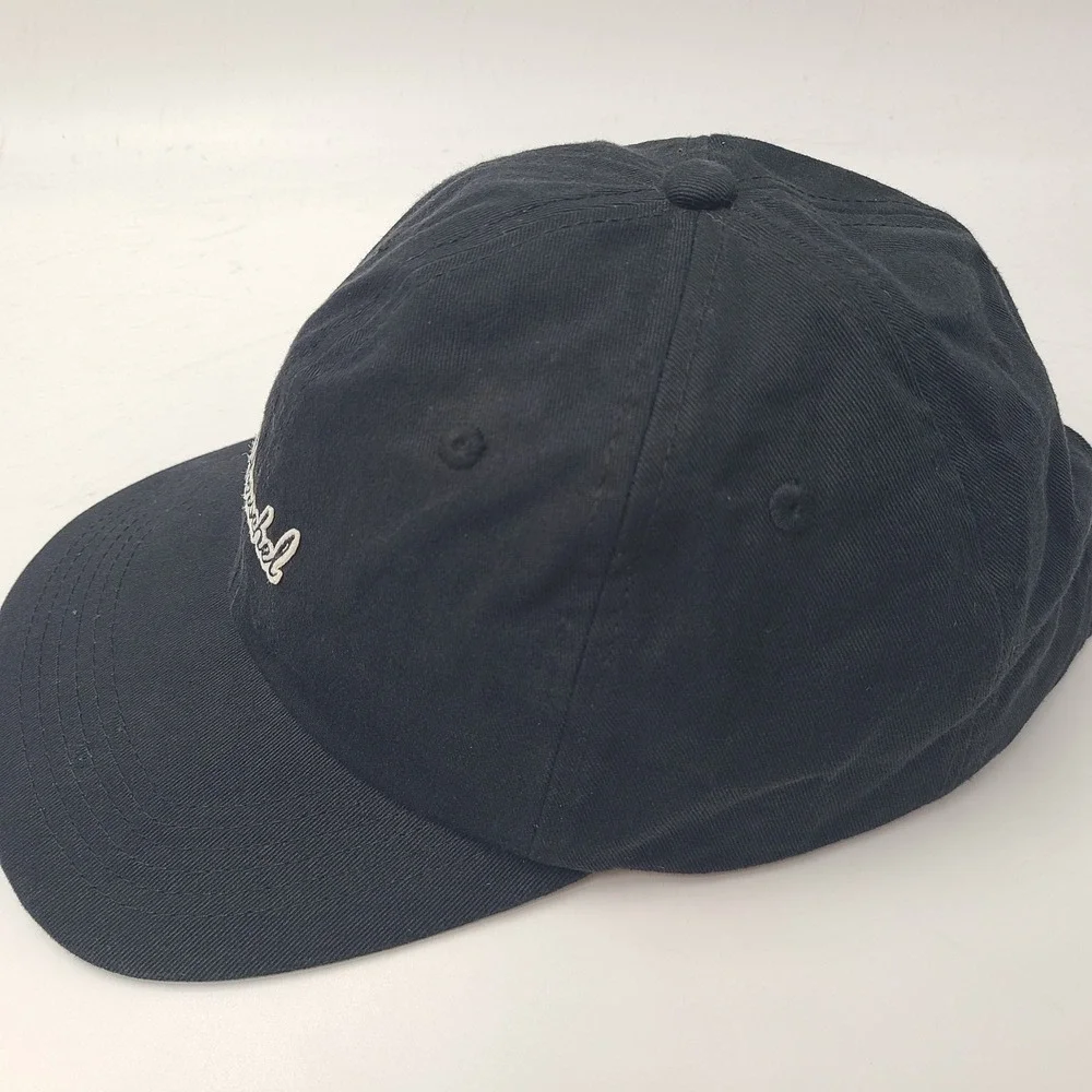 Herschel Hat Strapback Black White Script Logo Skate Skateboard Surf Dad Cap Men
